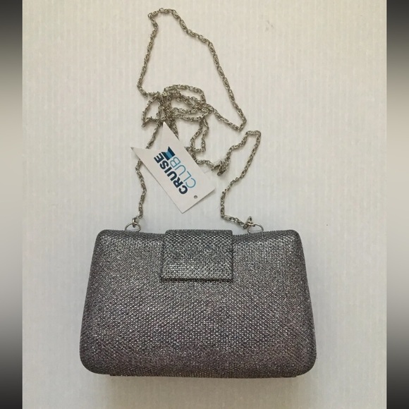 Cruise Club NWT Mini Metallic Chain CrossBody Evening Hard Shell Bag Purse - Picture 6 of 11
